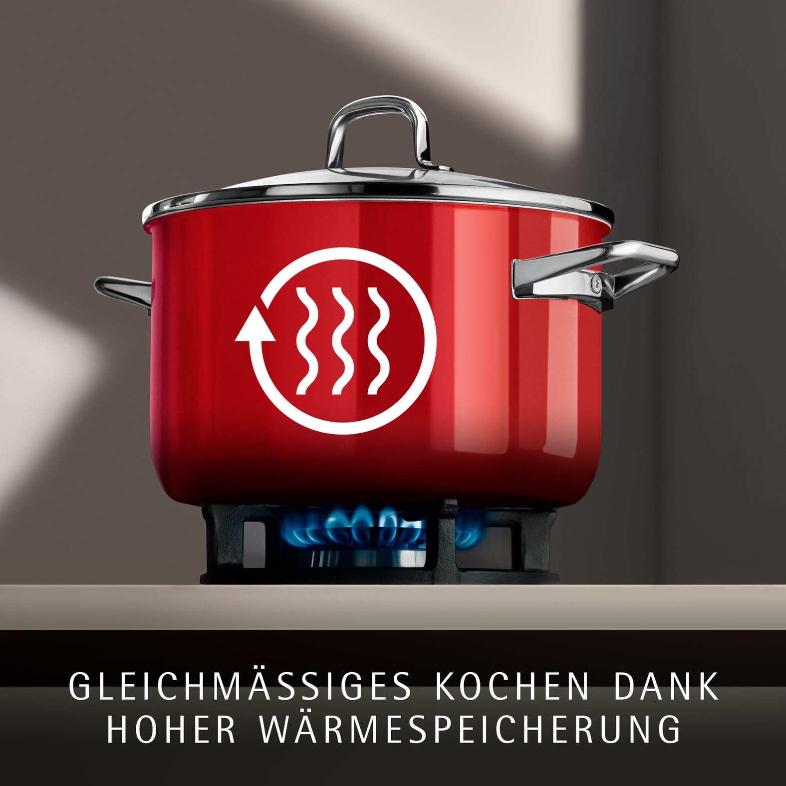 WMF Fusiontec Essential Pro, 4-teiliges Topf-Set, langlebiges, kratzfestes Material, Topfset Induktion, für alle Herdarten geeignet, Made in Germany, Passion Red, 0521455290