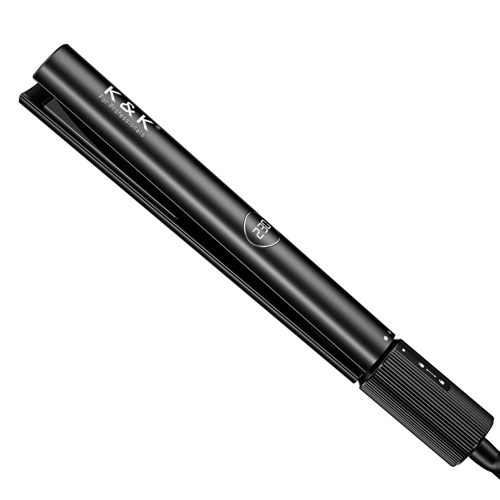 K&K Straight & Curl 2 w 1 prostownica do włosów, profesjonalna ceramiczna powłoka turmalinowa, prostownica do włosów, do prostowania włosów, gęste loki, fale plażowe, 232°C, podwójne napięcie