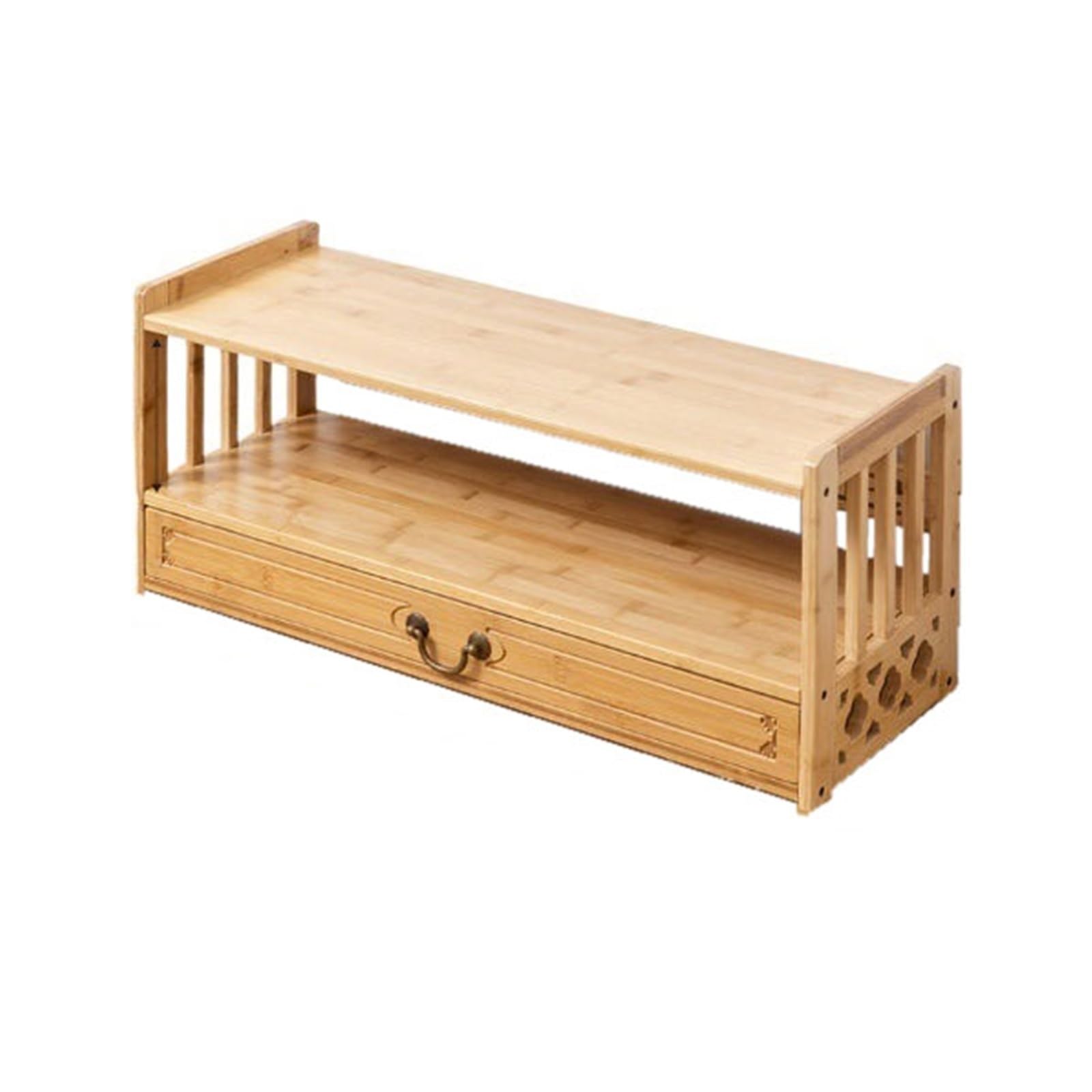 Zhaoj24-05 Bookcase Chinese Antique Style Desktop Bookshelf Bamboo Double-layer Shelf with Drawers