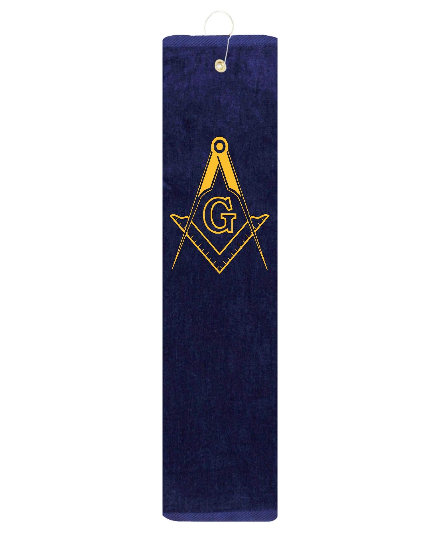 Freemason Masonic Square & Compass Tri-fold Golf Towel with Grommet & Hook Father's Day Club Ball Tee Golfing Gift Birthday 15" x 18\