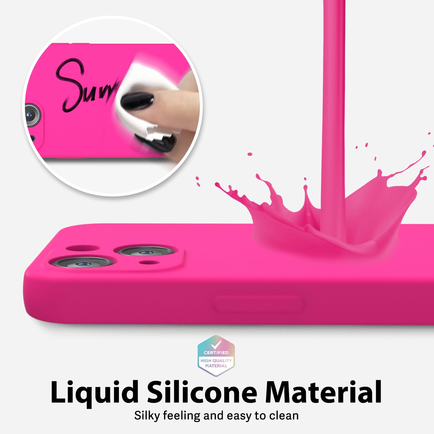 oakxco for iPhone 17 Pro Max Phone Case Liquid Silicone, Cute Thin Slim Grip Soft Rubber Gel for Women Men, Smooth Matte TPU Plain Solid Color Girly Simple Case with Camera Cover, Light Pink — view 1307