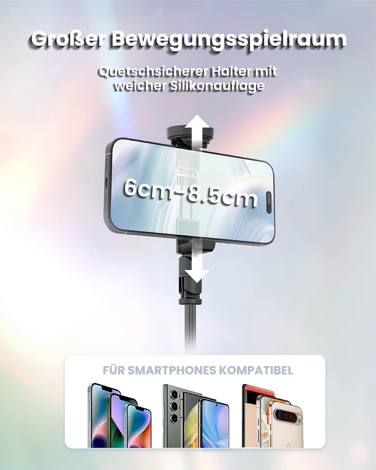 KraftGeek Automatisches Handy Stativ Selfie Stick 168cm, Smartphone Stativ für iPhone Samsung Huawei Xiaomi, Handystativ mit Bluetooth Fernbedienung, Aluminium Selfie Tripod für Reisen & Vlogging