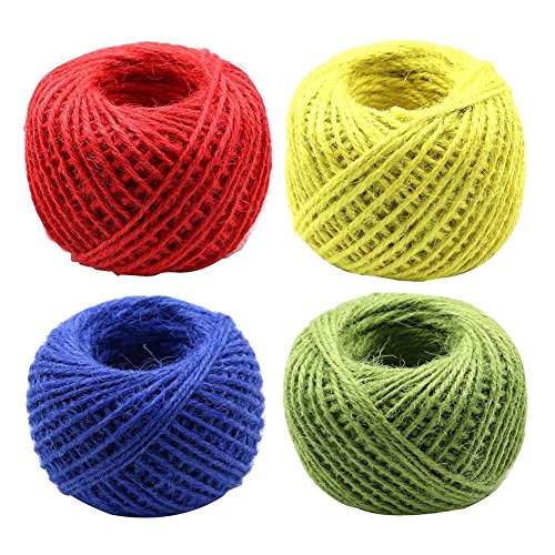PuLAif Corda for Bondage, Corda da Giardino, Set di 4 Corde Colorate, Corda di Iuta Intrecciata a Mano, Colorata, 200 m