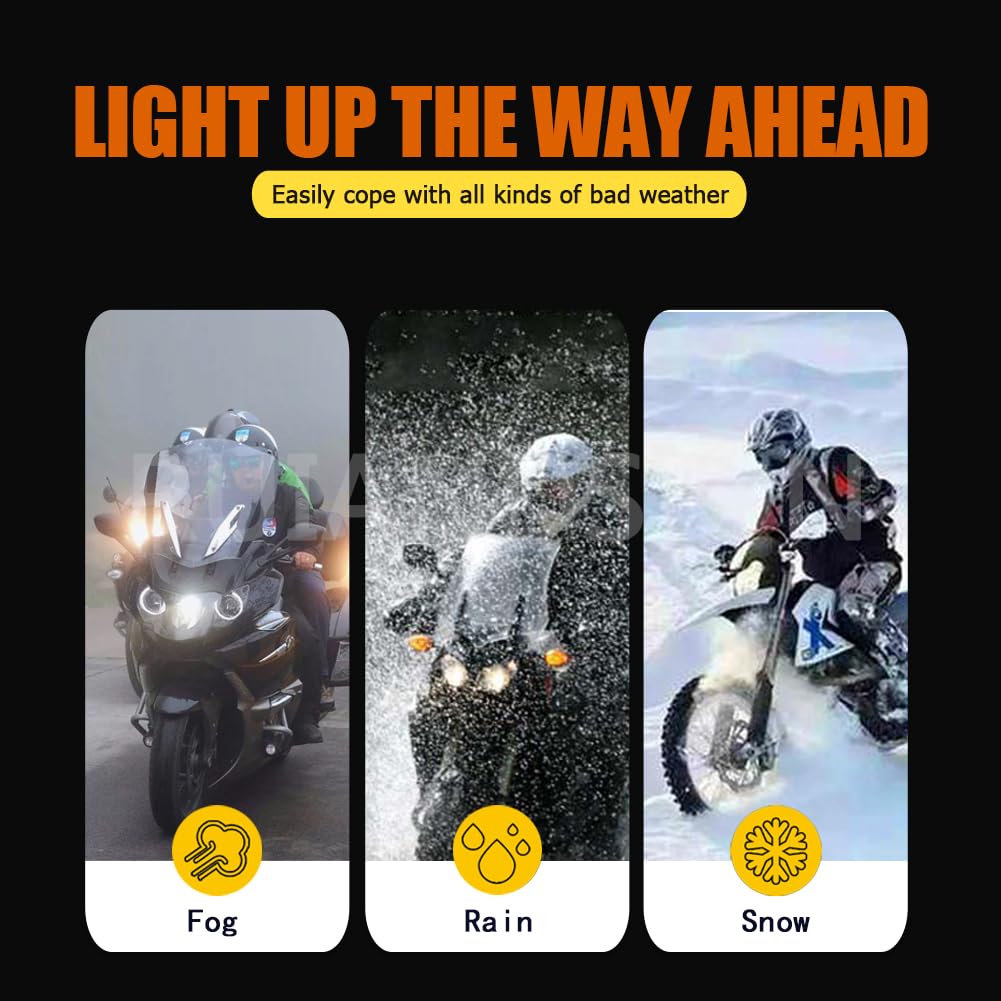 Ruiandsion Ampoule LED P45T H5 R2, 4300K Blanc Chaud 39SMD 3014 1000LM, Non Polaire Feu Route & Croisement 2 en 1, 10-30V Phare Moto VTT Scooter, Lot de 2