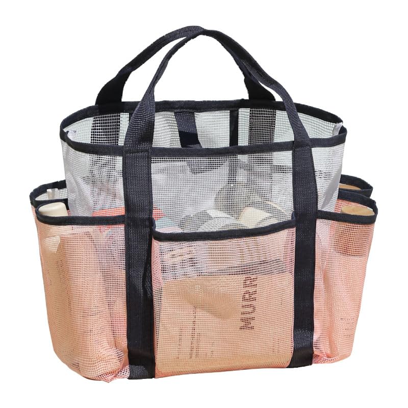 NAJIAKA Mesh Shower Caddy Bag Portable Pink Shower Caddy for College Dorm Beach Camp Gym Travel Toiletry Swim