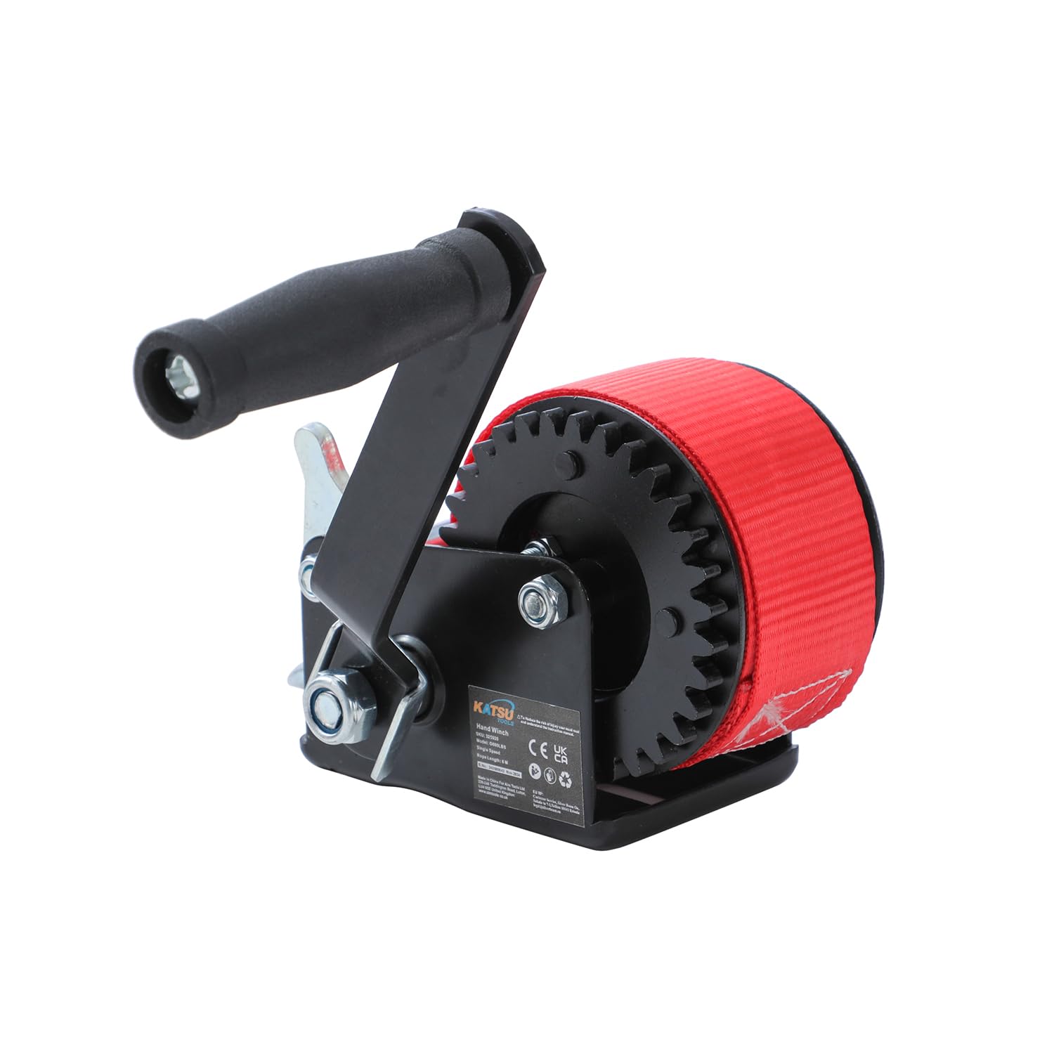 KATSU Tools Treuil Manuel 600lbs 270kg avec Sangle en Polyester de 6m, pour Remorques de Bateau, Caravane et Applications Marines 325920