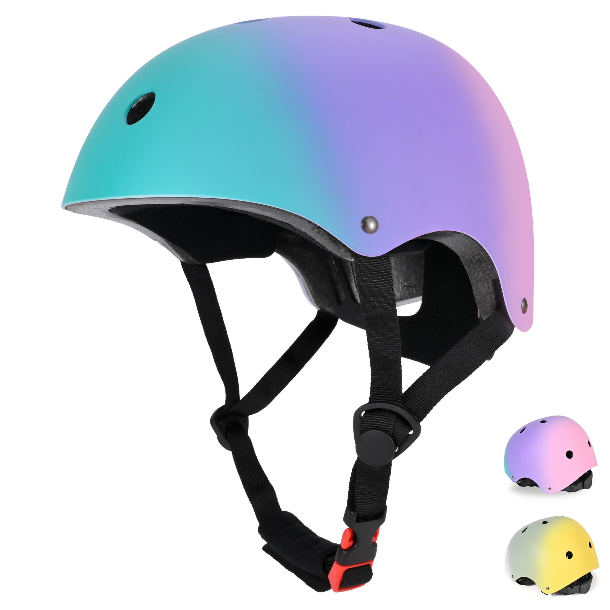 Casco per bambini regolabile, casco da bicicletta per bambini resistente agli urti e agli impatti, 11 prese d'aria, imbottitura in schiuma