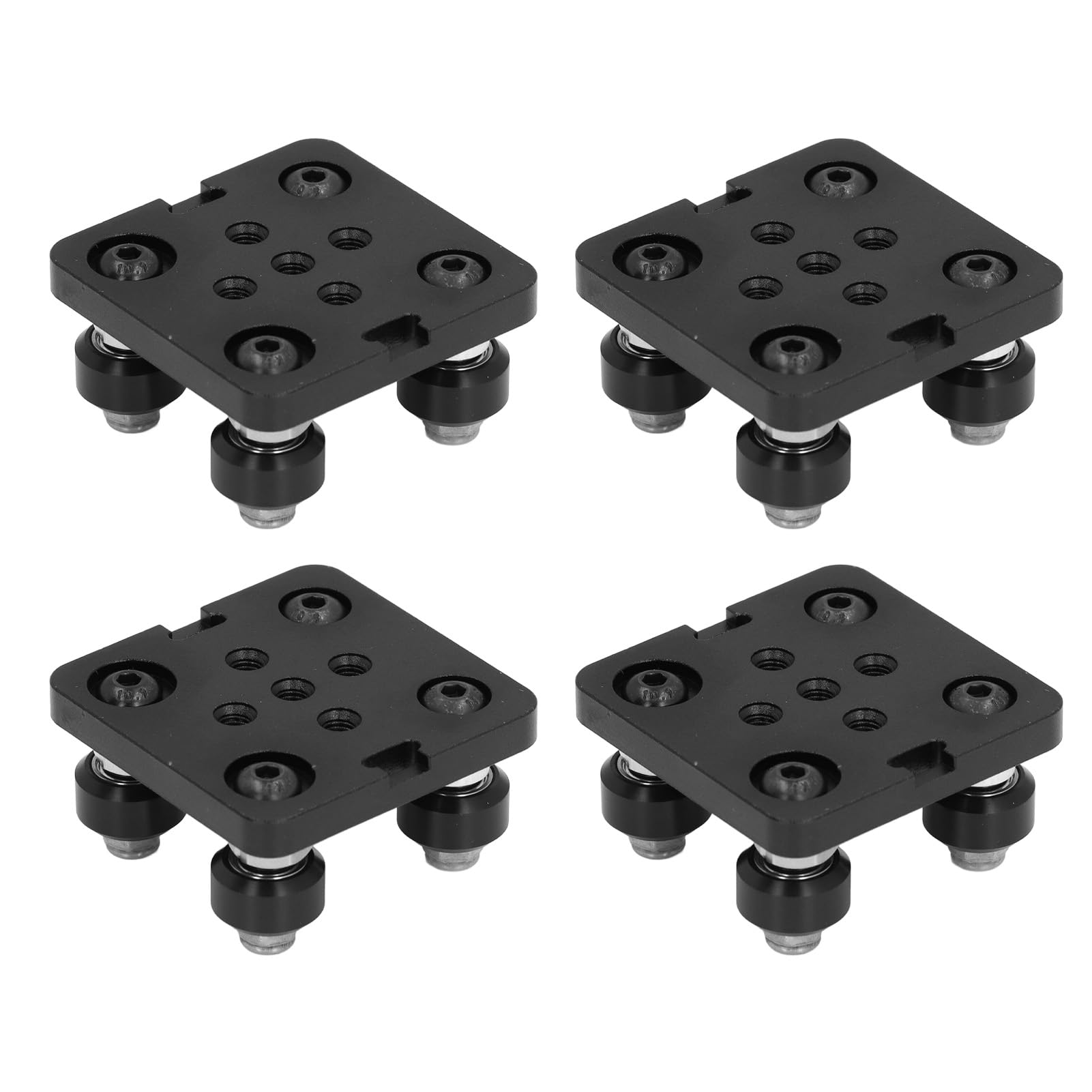 Piastra V-Wheel, 4 Pezzi, Piastra Porta Asta con Ruote per Profilato in Alluminio 2020V, Parti per Stampante 3D CNC, Nero
