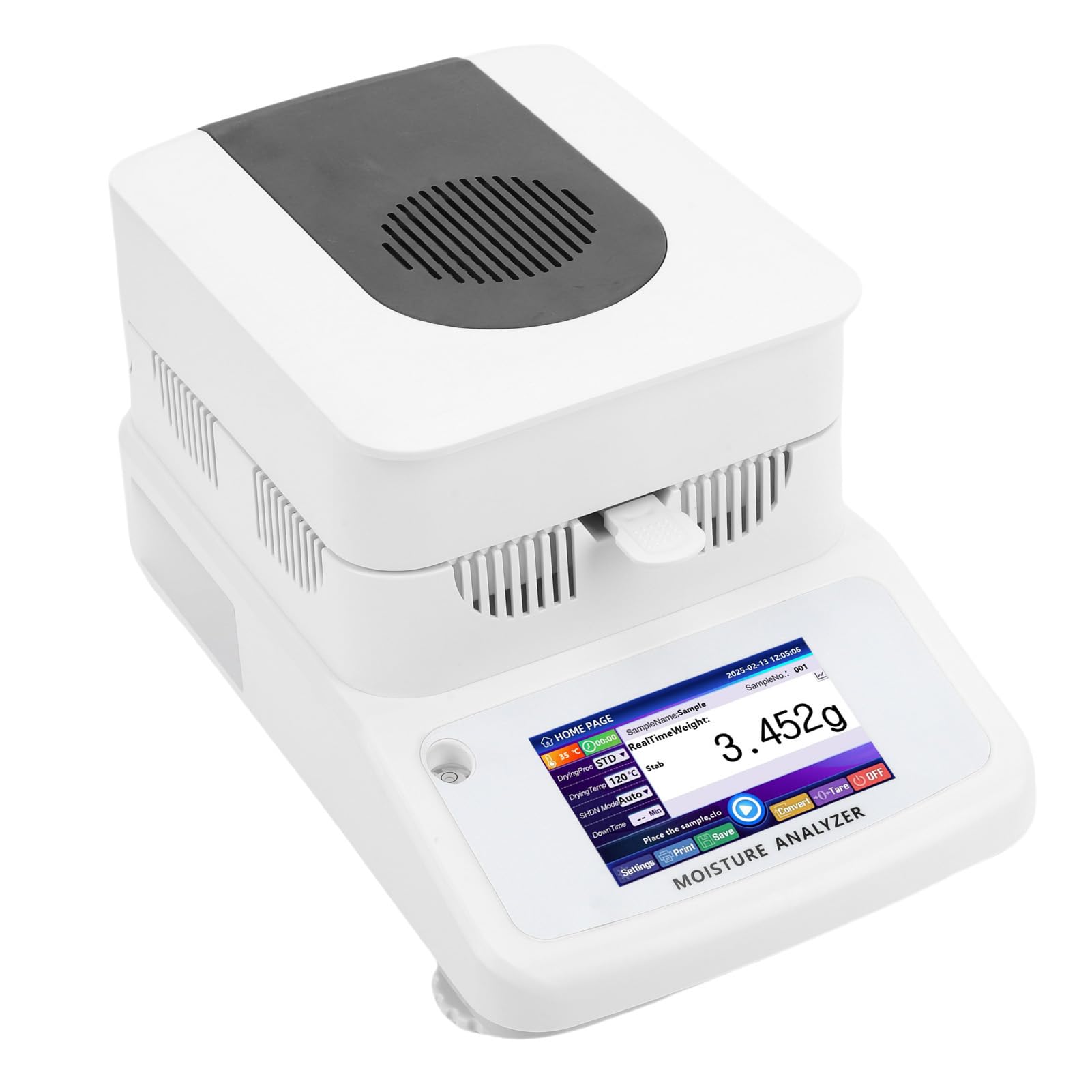 Analizador de Contenido de Agua de Calefacción Halógena, Medidor con Pantalla Táctil de 120 G para Alimentación de Maíz, Precisión de 0,002 G, con Acero Inoxidable, (Enchufe europeo 220V)