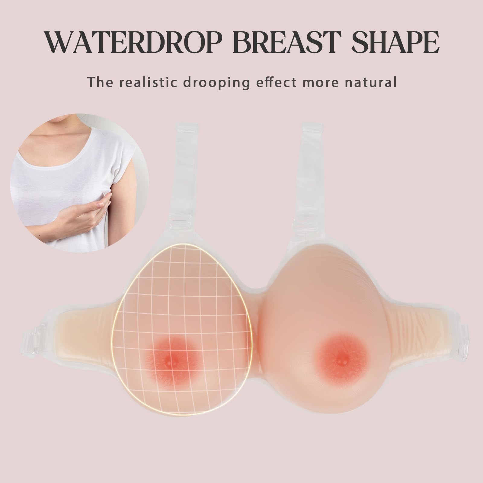 Windsleeping Winsleeping Prothèse Mammaires en Silicone avec Sangle Faux Seins sans Soutien-Gorge Faux Seins avec Bretelles pour Mastectomie et Travesti