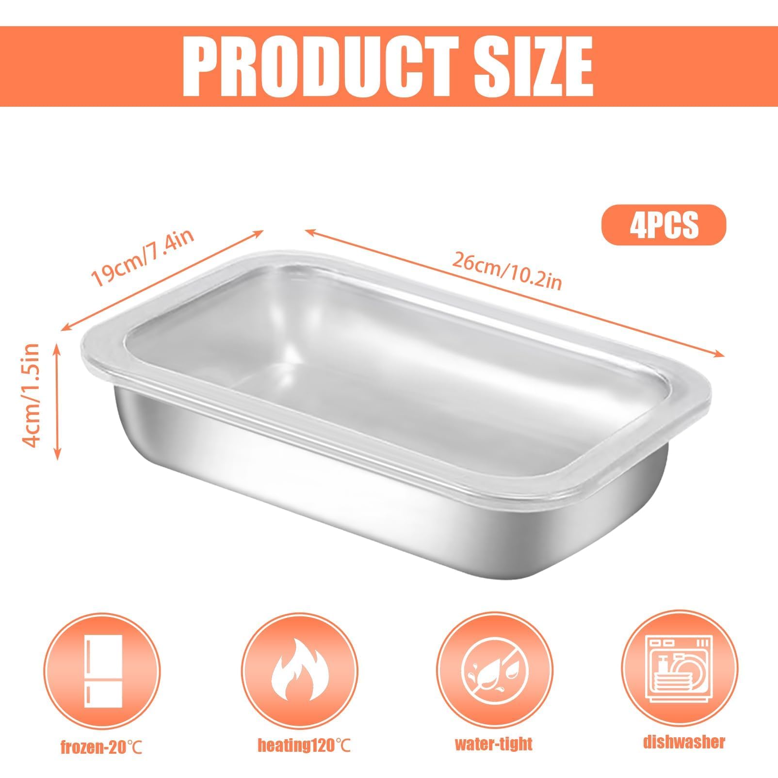 Set Di 4 Contenitori In Acciaio Inox Per Alimenti – 2500 Ml, Ermetici, Impilabili, Per Frutta, Carne, Insalate E Snack