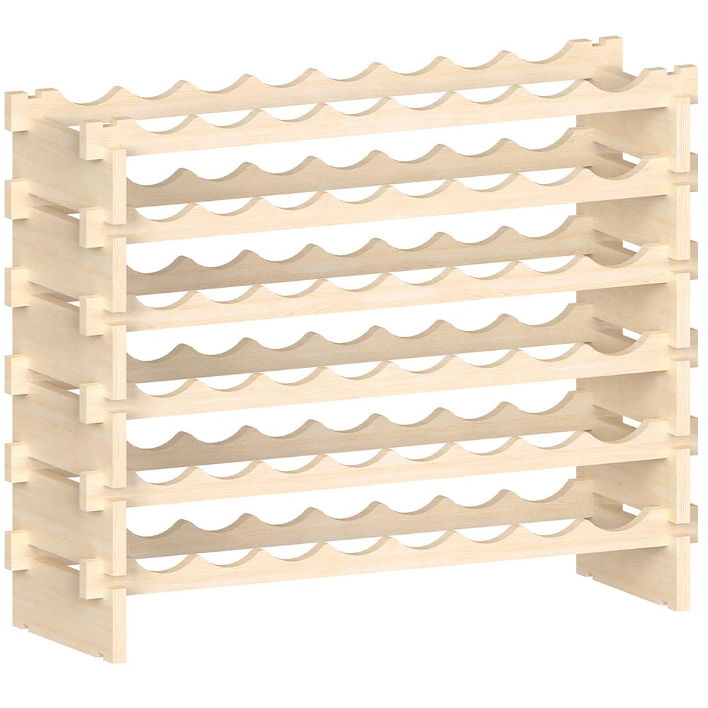 BAKAJI Cantinetta Portavino in Legno con 48 Scomparti Porta Bottiglie di Vino, Champagne, Portabottiglie da Terra, Cantina Angolo Bar per Salotto, Cucina, Bistrot, Ristorante 90 x 30 x 81 cm