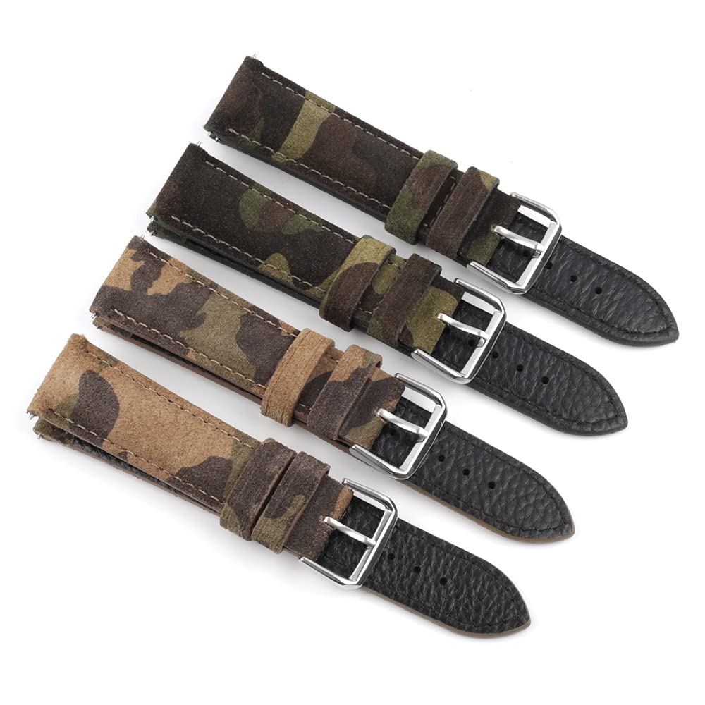 Wildleder -Leder -Uhrengurt 18 mm 20 mm 22 mm Vintage handgefertigtes Uhrenband braunes grüne Ersatzgurte für Zubehör