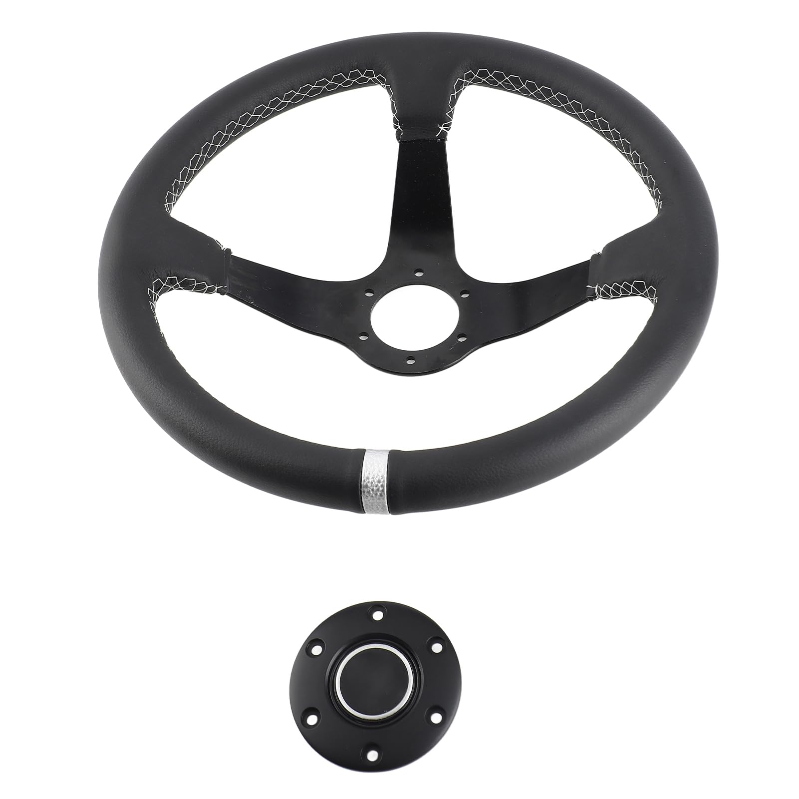 Volant de Course de 350 Mm, Volant Léger en Cuir Noir, Contrôle amélioré pour les Passionnés, Taille 14 Pouces, Design élégant