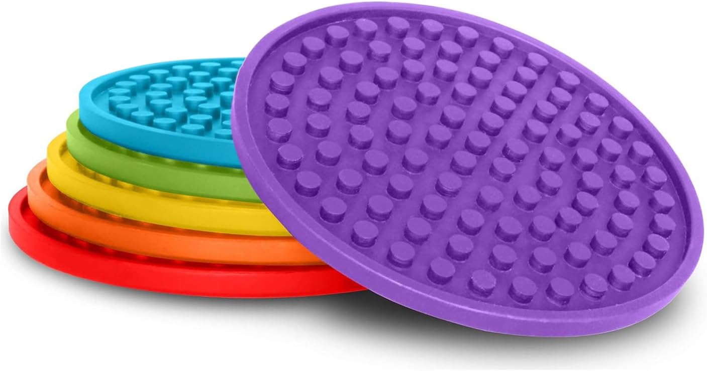 Barvivo Silicone Coasters with Holder Set of 8 - Cup Coasters for Indoor and Outdoor, Perfect Durable Coaster for Tabletop Protection, Anti Slip, Suitable for All Drinks & Table Types - Rainbow