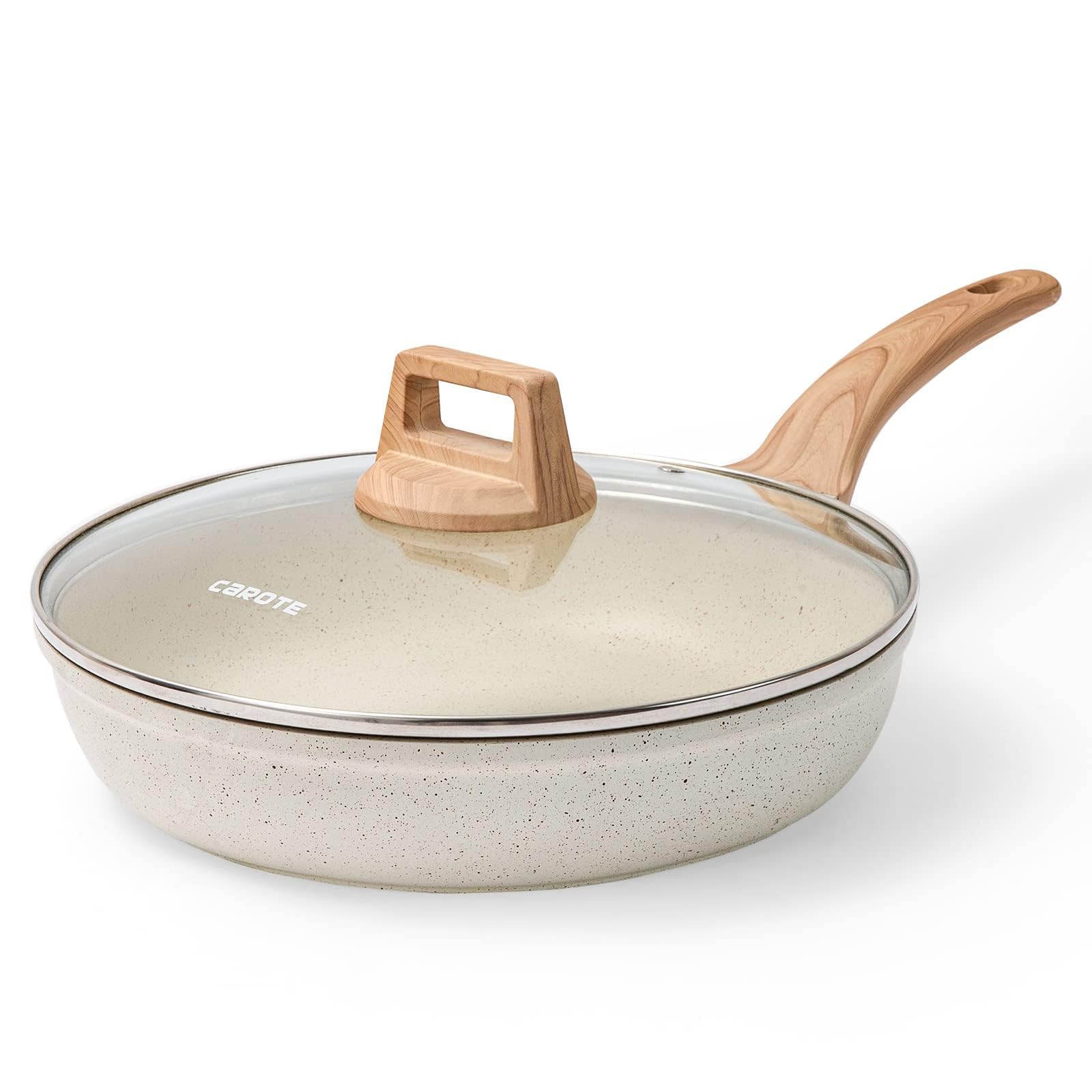 CAROTE 12 Inch Non Stick Frying Pan with Lid