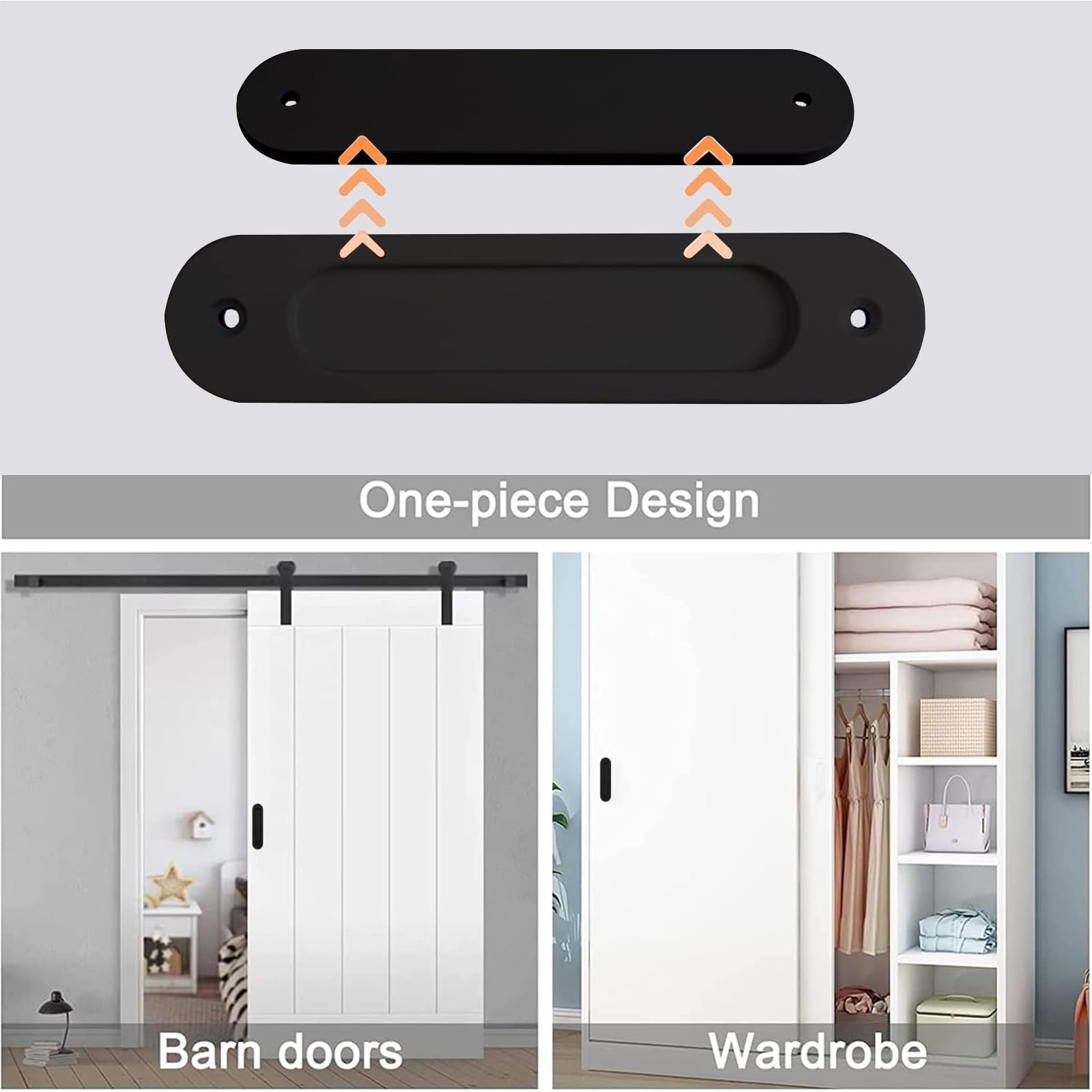 Lot De 2 Poignées De Porte Coulissante Encastrées Ovales En Acier