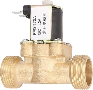 G3/4" Electric Solenoid Valve, DC 12V/24V Brass Solenoid Electromagnetic Valve,Normally Open Water Inlet Switch,Moisture Resistant and Corrosion Resistant.(DC12V)
