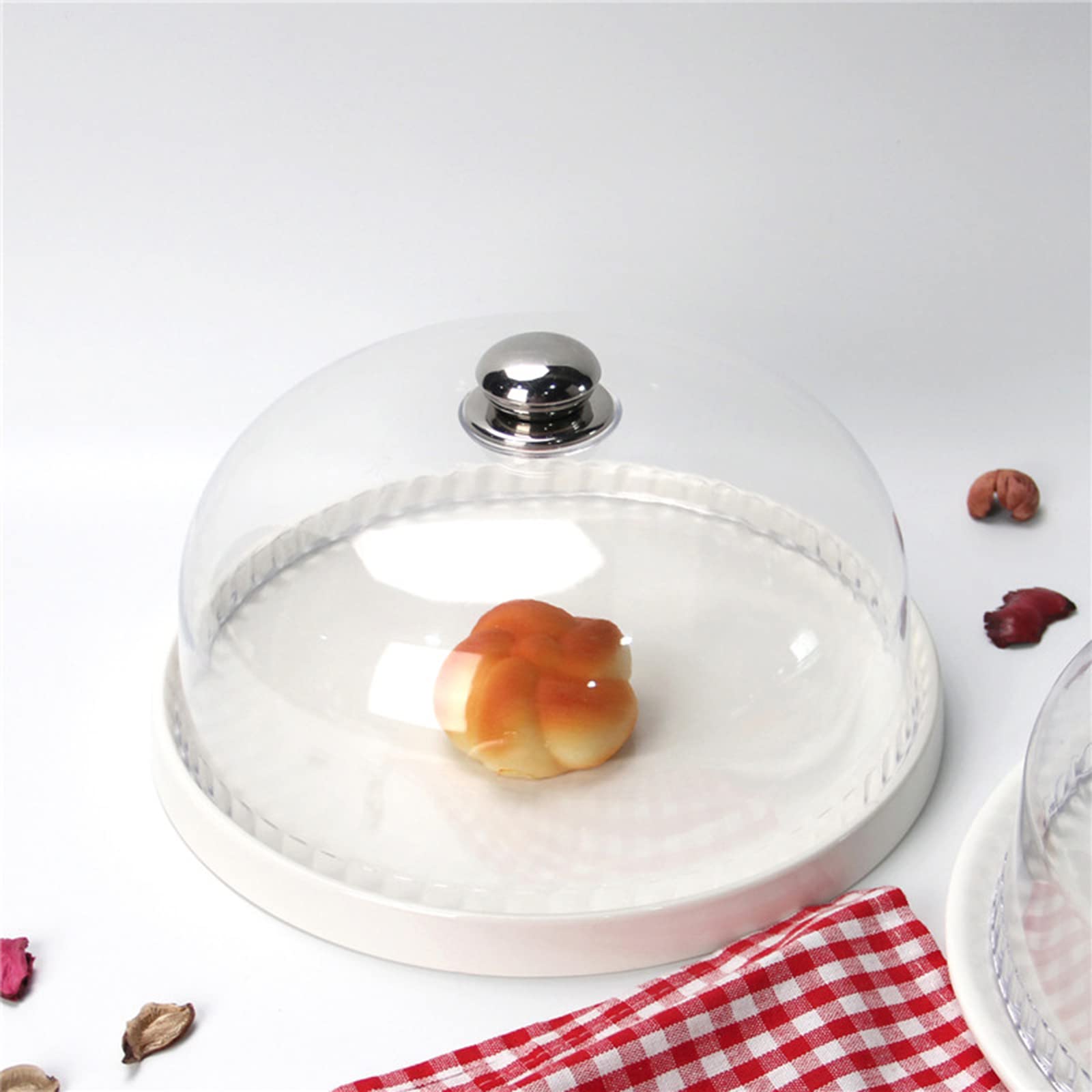 Tapa para el microondas,Juego de soporte redondo para pasteles, recipiente de exhibición de pasteles con cubierta de cúpula de plástico y vidrio, tapa protectora contra salpicaduras de alime