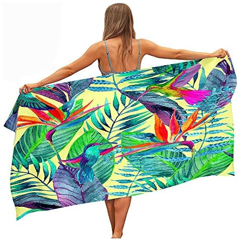FANSU Microfibre Beach Towel with Leaf Print Cover