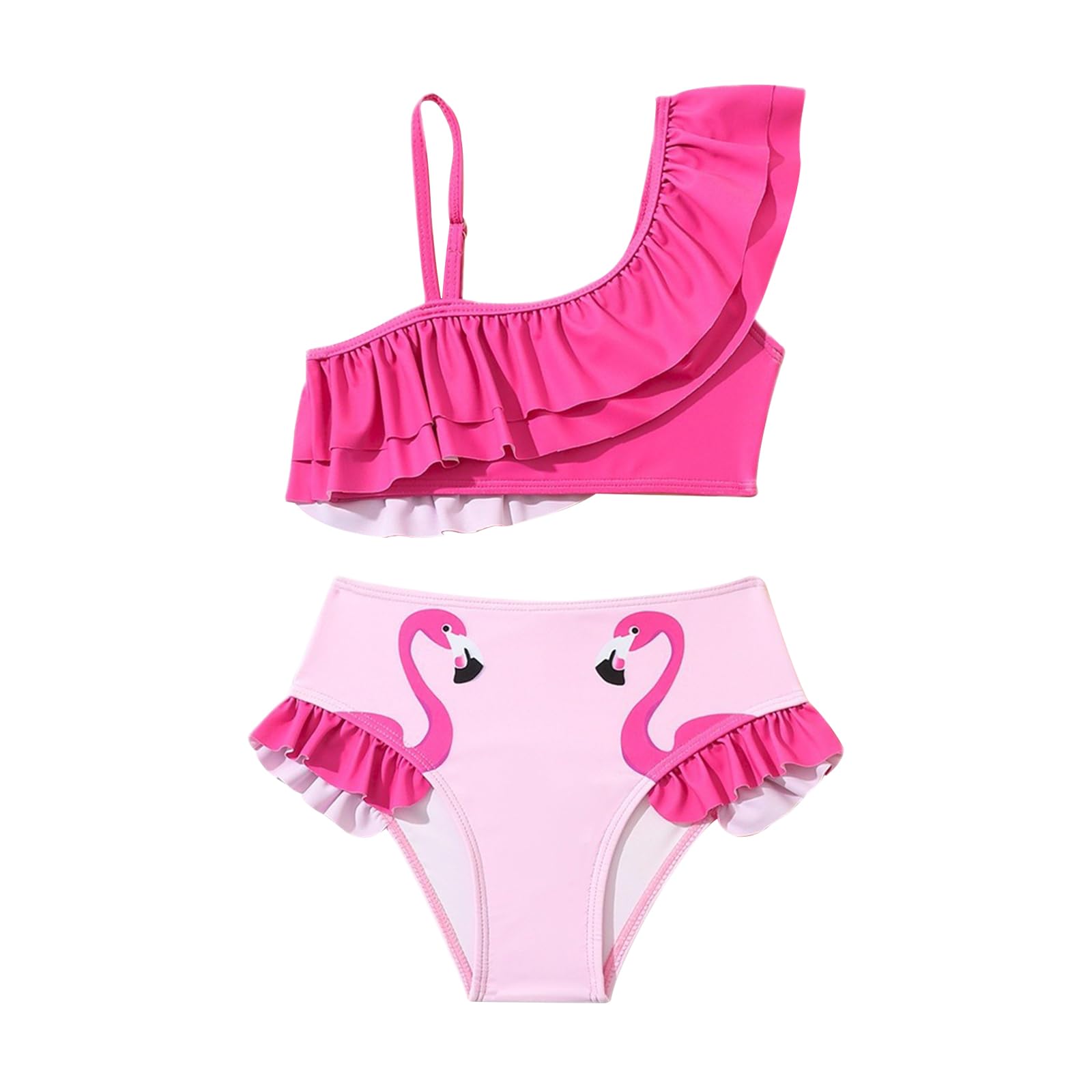 Copbopwn Bañador Niñas Traje de Baño Niñas Bañador de 2 Piezas Flamingo Bikini para Niños Conjunto Tankini de Secado Rápido Bikini de Playa para Niñas
