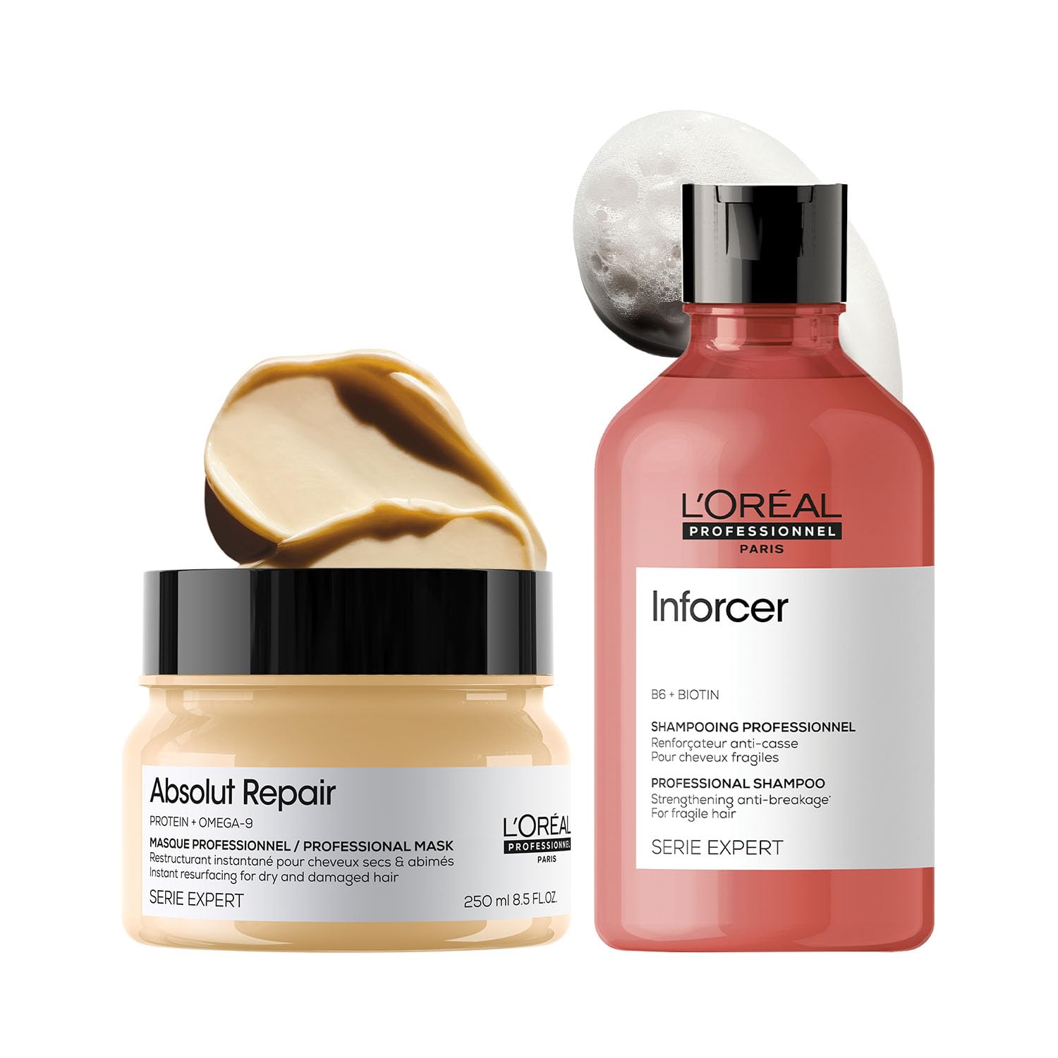 L'OREAL PROFESSIONNEL PARIS Absolut Repair Hair Mask, Serie Expert, 250Gm & Serie Expert Inforcer Shampoo 300 Ml, Dry-picture-39