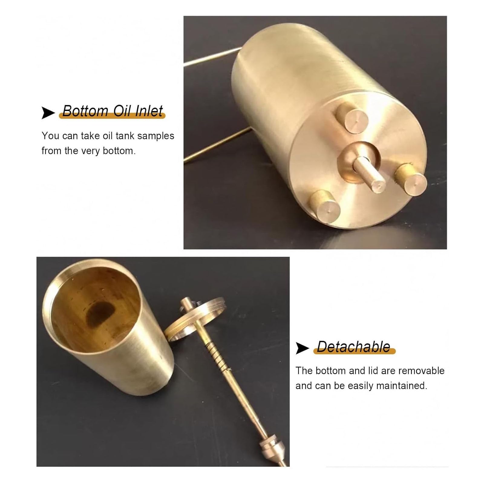 Campionatore di campionamento dell'olio - Tazza di raccolta in rame da 1000 ml per serbatoi di carburante con corda da 15 m - Collettore di campioni liquidi per test e analisi accurati