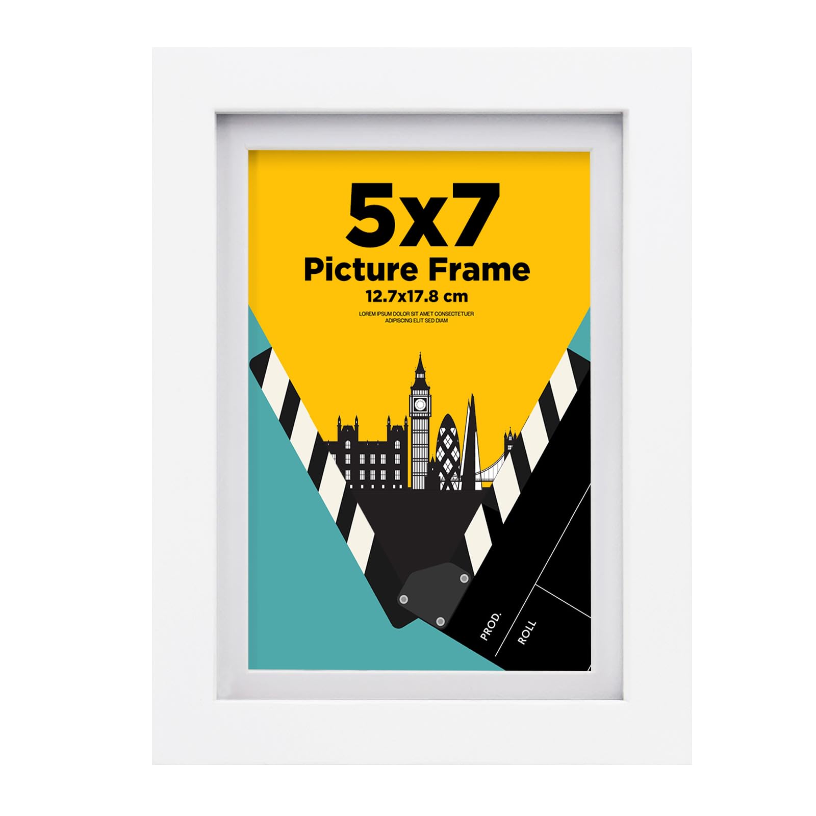Egofine White 7X5 Picture Frame,100% Solid Wood Frame With 4X6 Mat,7X5 Photo Frame With Plexiglass,17.8X12.7cm Small Frame For Tabletop And Wall Mounting,