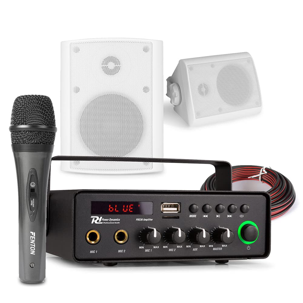 Buy Power Dynamics 12V Powered Outdoor PA System with Mic 2x BGO40 4