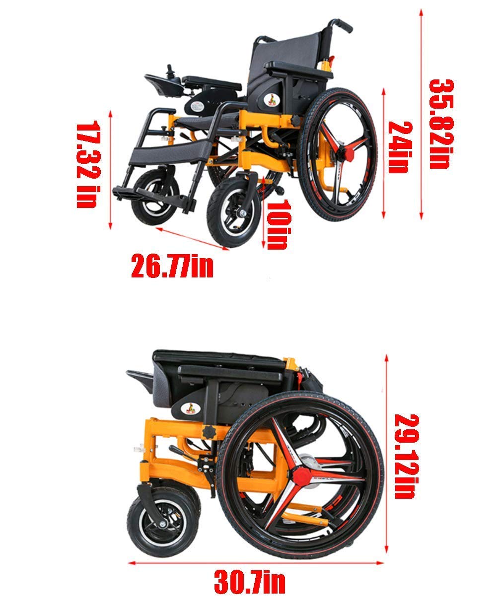 Silla de Ruedas Plegable portátil, Rueda Plegable eléctrica Ligero Anciano discapacitado Cuatro Ruedas Automático Inteligente Potente Rueda de Doble Motor