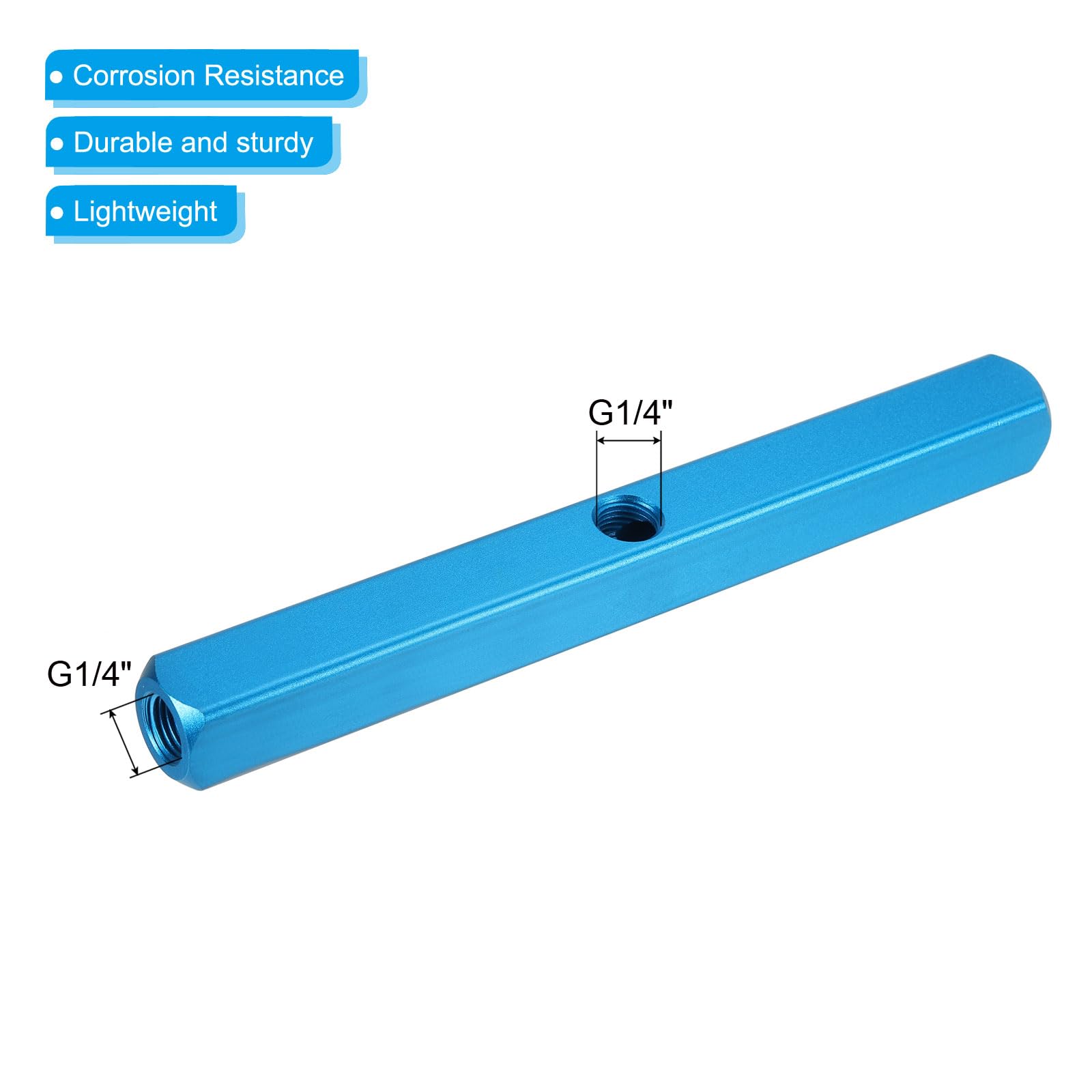 PATIKIL 7 Way 10 Port Air Manifold, 2 Pack G1/4 Inch Aluminum Air Hose Inline Manifold Block Splitter Pneumatic Air Hose Fitting, Blue - Image 4