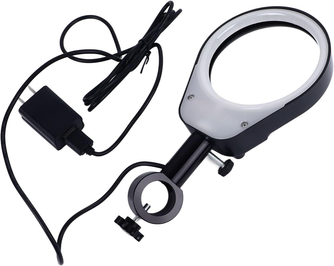 Adjustable LED Ring Light Microscope Lamp - Dimming Range 0 to 100 Percent - Auxiliary Lighting for Microscope Cameras and Optical Systems, with Aluminum Alloy and Plastic