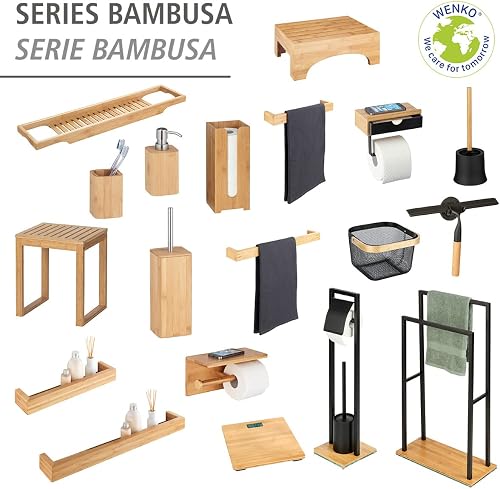 WENKO Marche Pied Salle de Bain Bois Bambusa | Solution esthétique pour Atteindre Les Produits en Hauteur | Rehausse de 15cm | Repose Pied Bureau | Bambou | 40x30x15 cm - 4
