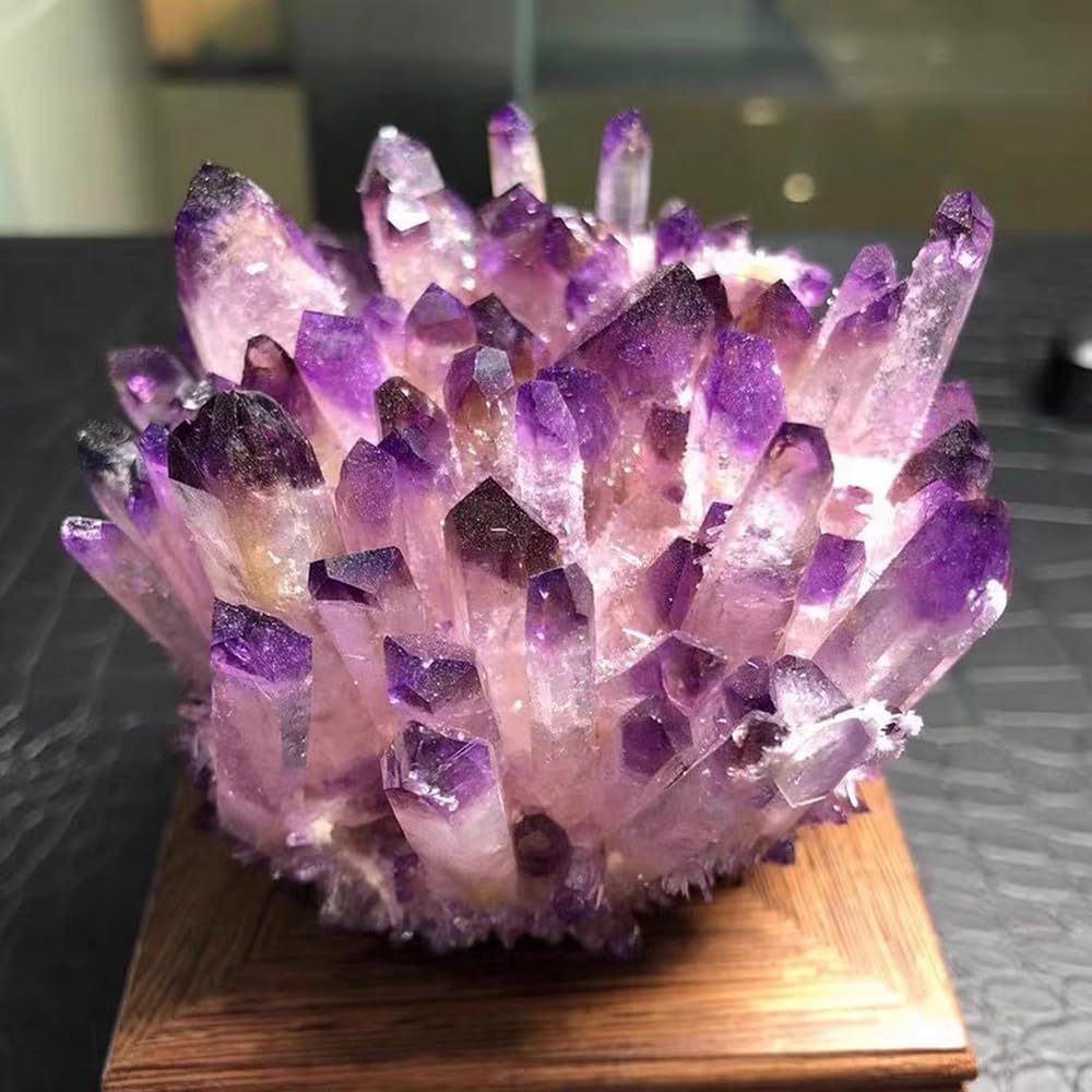 Natural Crystal Cluster Clear Quartz Mineral Crystal Cluster Cluster Healing Ornament Hue Reflection Feng Shui Home Decor (White)
