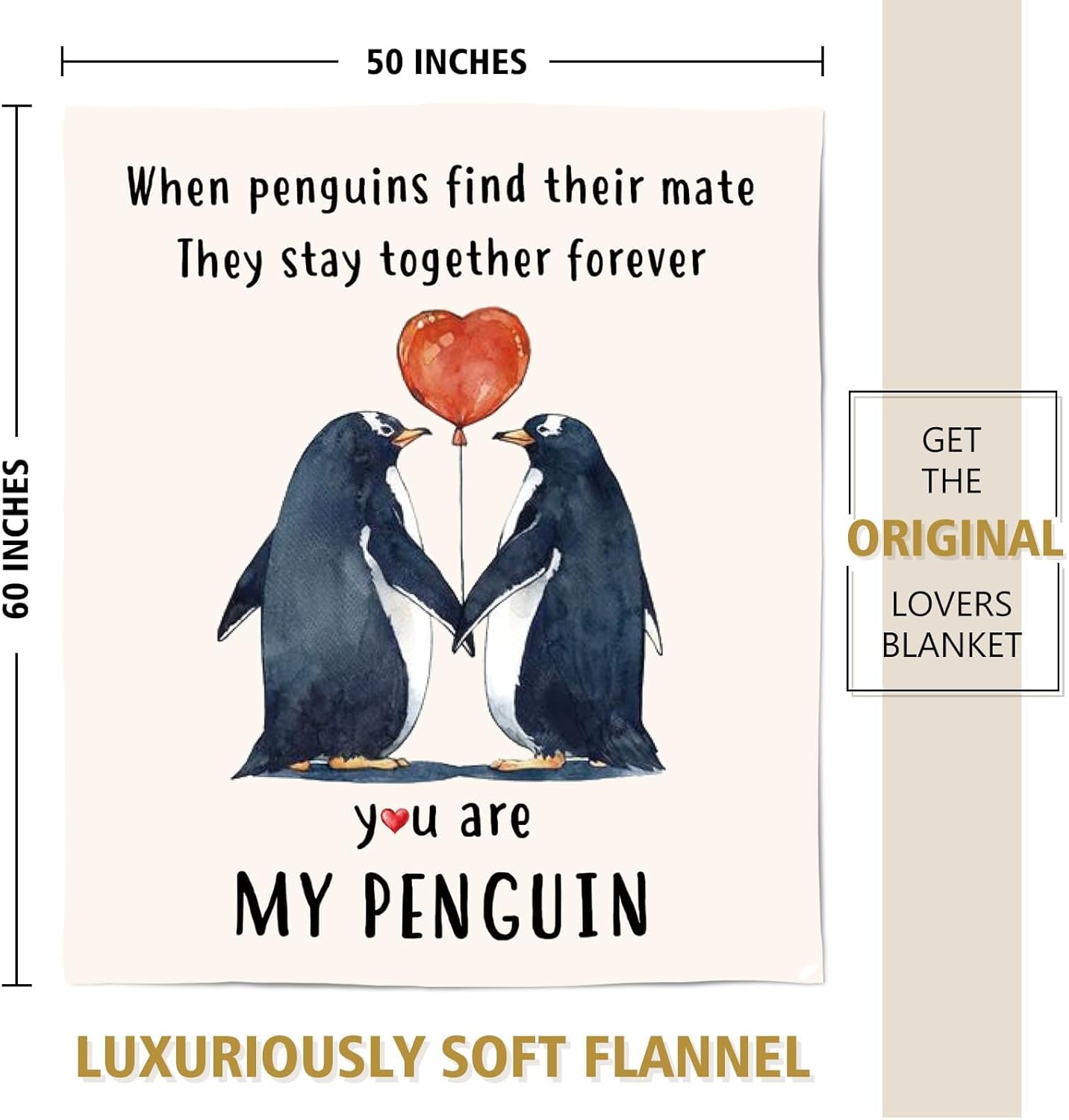 Funny Gifts for Her Him, You are My Penguin Blanket Gift, Anniversary Wedding, Valentines, Christmas, Birthday Gifts for Girlfriend, Boyfriend, Wife, Husband, Couple, Romantic I Love You Gift, 60*50in 7 61sVnC O1cL. AC SL1500