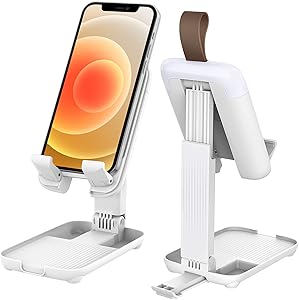 MoKo Adjustable Cell Phone Stand, Desk Phone Holder Dock Stand with Angle Height Adjustment, Compatible with iPhone 12/11 Pro Max SE, iPad Mini 5,Air 3 Galaxy S20,All Smartphone Tablet(4