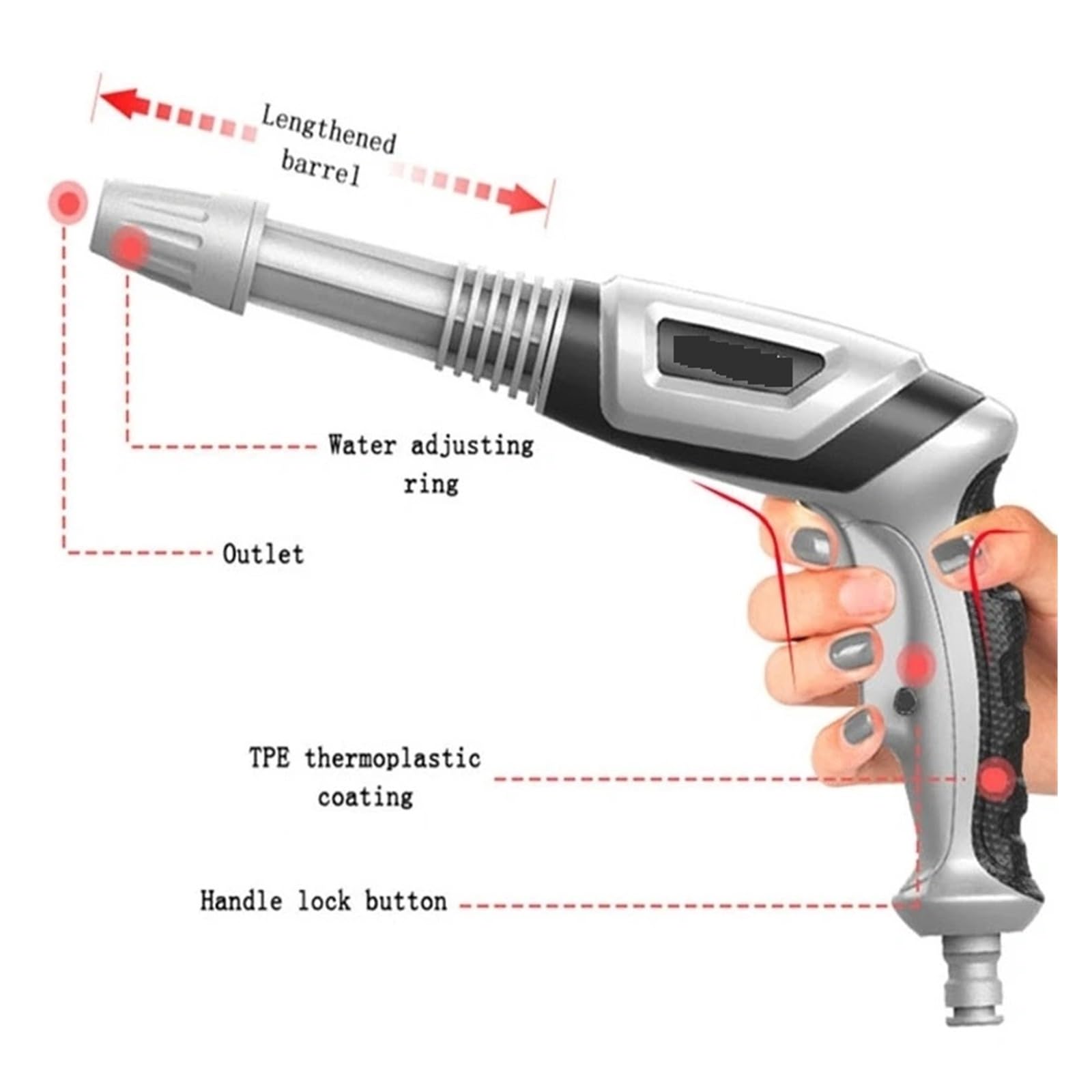 Pistola a spruzzo per tubo flessibile con ugello, Lavatrice for auto Ugello spruzzatore di schiuma ad alta pressione Dispenser sapone Strumento for irrigazione da giardino 8 modalità(Water Set)