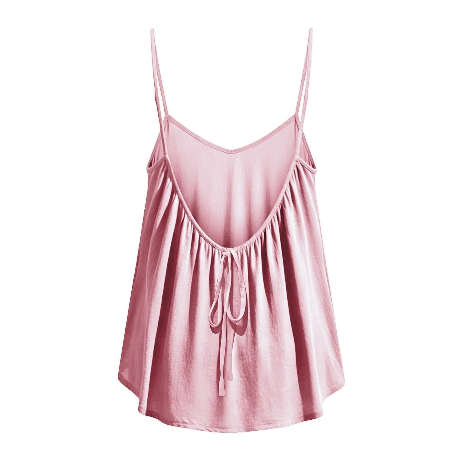 Top da donna con spalline sottili, tinta unita, senza maniche, regolabile, con glitter, spalline sexy