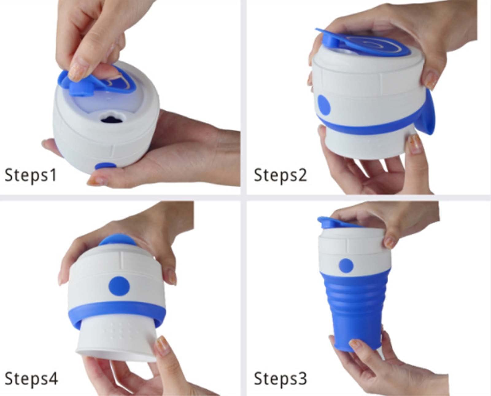 XINGYU Taza De Café Plegable, con Pajita Taza De Camping Plegable De Silicona Botella Deportiva con Tapas Taza De Beber a Prueba De Escaldaduras Extensible Botella Portátil
