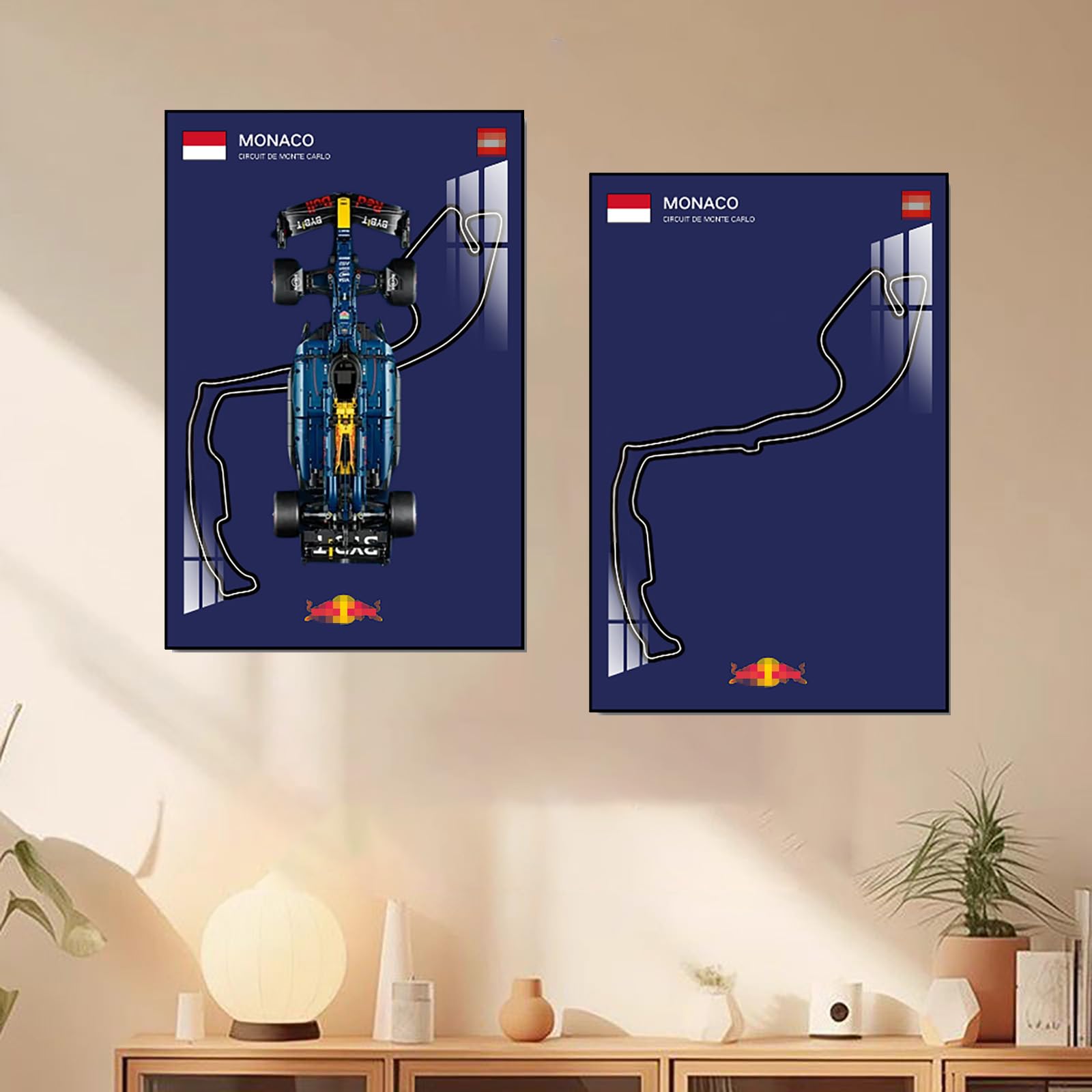Display Wall Mount for Lego 42206 Technic Red Bull RB20 Racing Decorative Scoreboard for Car Wall Mount Le*go Lovers (Not included Model) (Monte Carlo Circuit in Monaco)