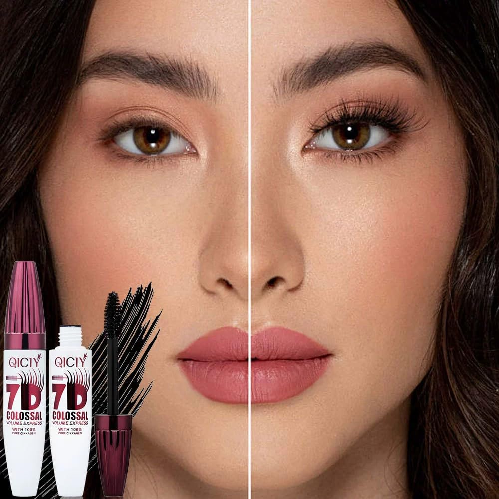 2 Packs Qiciy 7d Colossal Mascara, 0.35 oz, Black Long-Lasting & Buildable Volume, Natural Length, Exquisitely Full Lashes, Smudge-Proof, Thickening Eye Makeup for Defined Curl (1Pcs) - 3