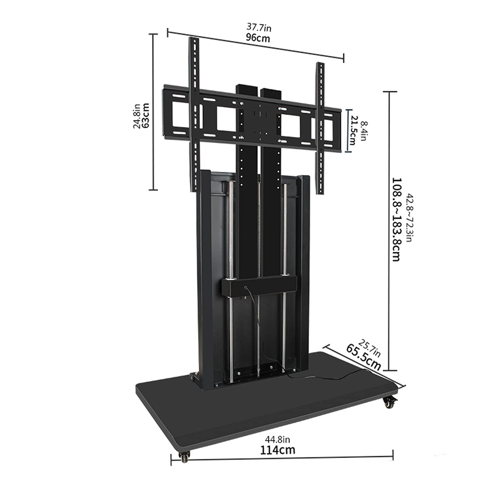 tv Stand Smart Electric. TV Stand Altezza regolabile TV Controllo intelligente a doppia colonna a doppia colonna da terra del carrello mobile TV Stand per TV a 40 "-90" TV a schermo piatto fino a 165