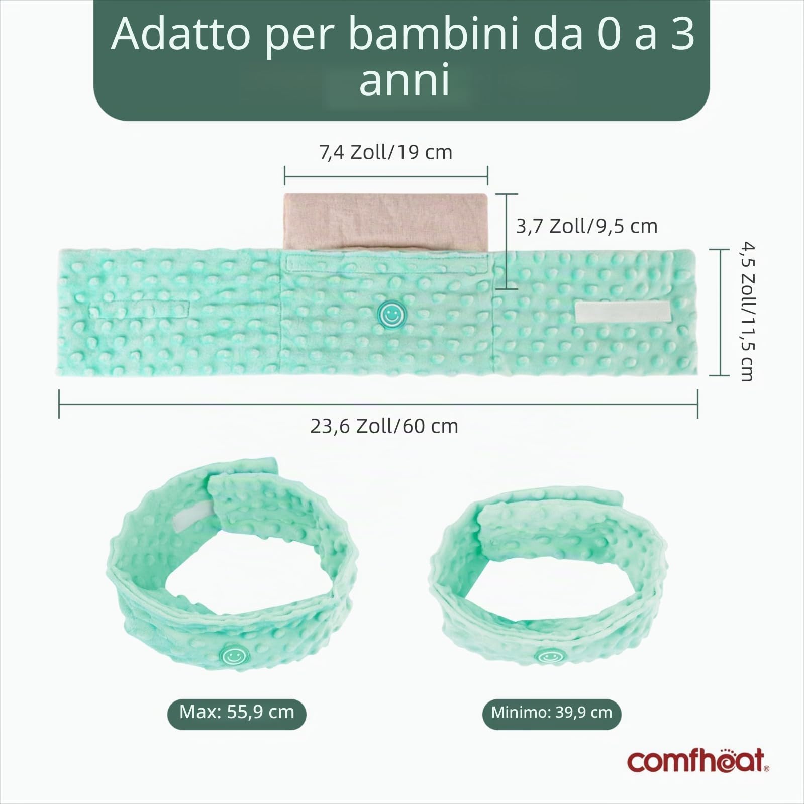 Coliche e gas Relief per neonati e bambini piccoli, semi di lino riscaldati Tummy Wrap, cintura Swaddling, aiuto naturale per Upset Stomach in neonati e bambini, 0-3 anni (verde)