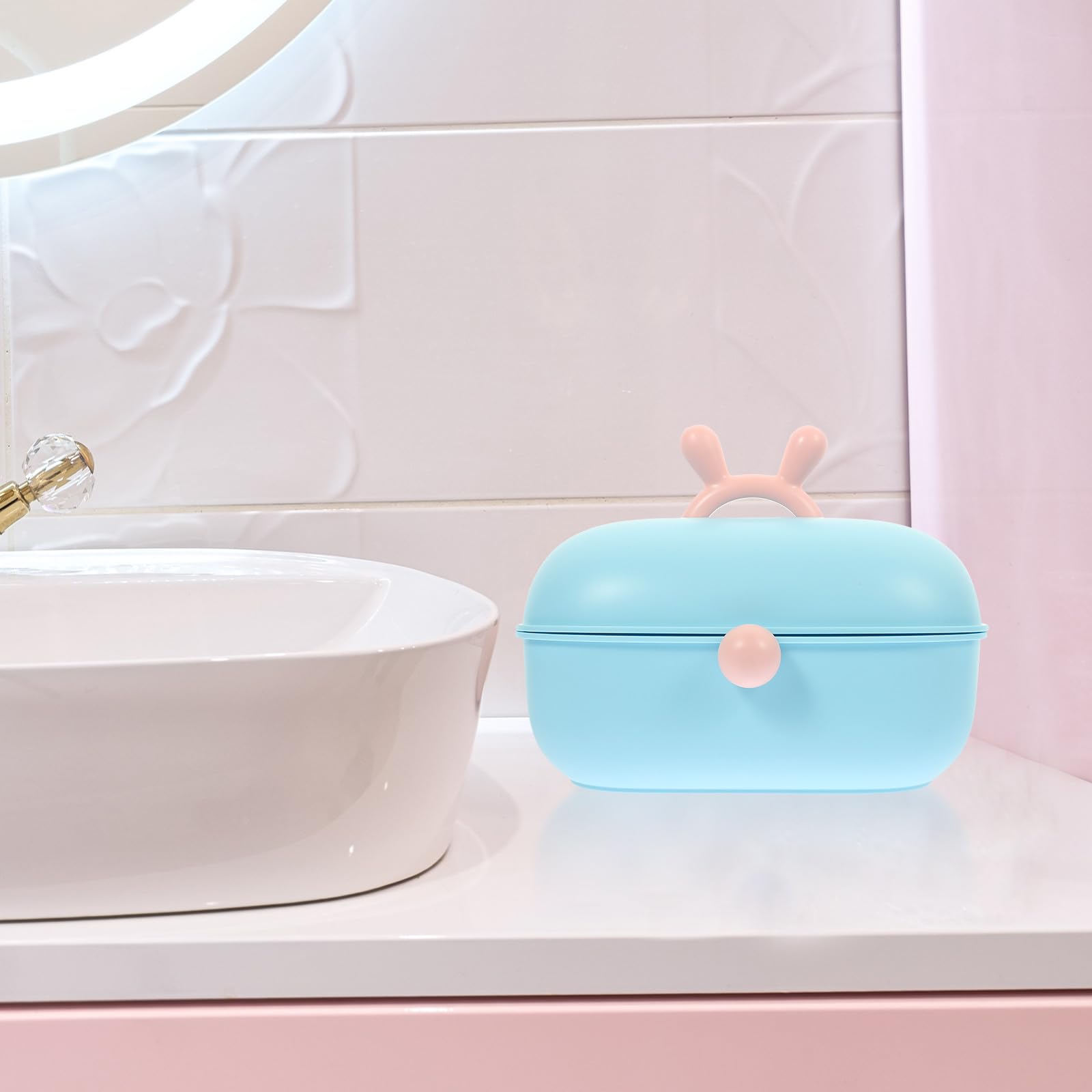 PRETYZOOM Multifunktionaler Mehrlagiger Aufbewahrungsbox Organizer aus Kunststoff für Haaraccessoires Schmuck und Nähzubehör mit DREI Fächern Blau Kindersicher