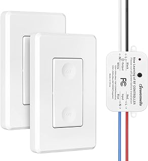 DEWENWILS 3 Way Wireless Light Switch and Receiver Kit, Remote Control Wall Switch for Ceiling Lights, Fans, Lamps, No in-Wall Wiring, No WiFi Needed, Wireless Panel Switch,100Ft RF Range