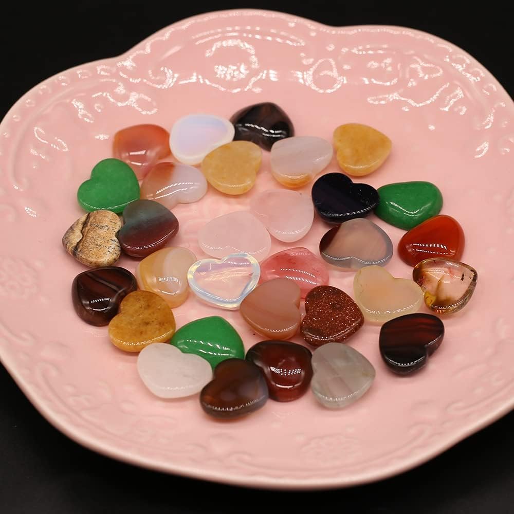 LE SKY Big Heart Shape Bead Cabochon Flatback Energy Natural Stones Malachite Cabochon for Jewelry Making 12 Pcs - Image 6