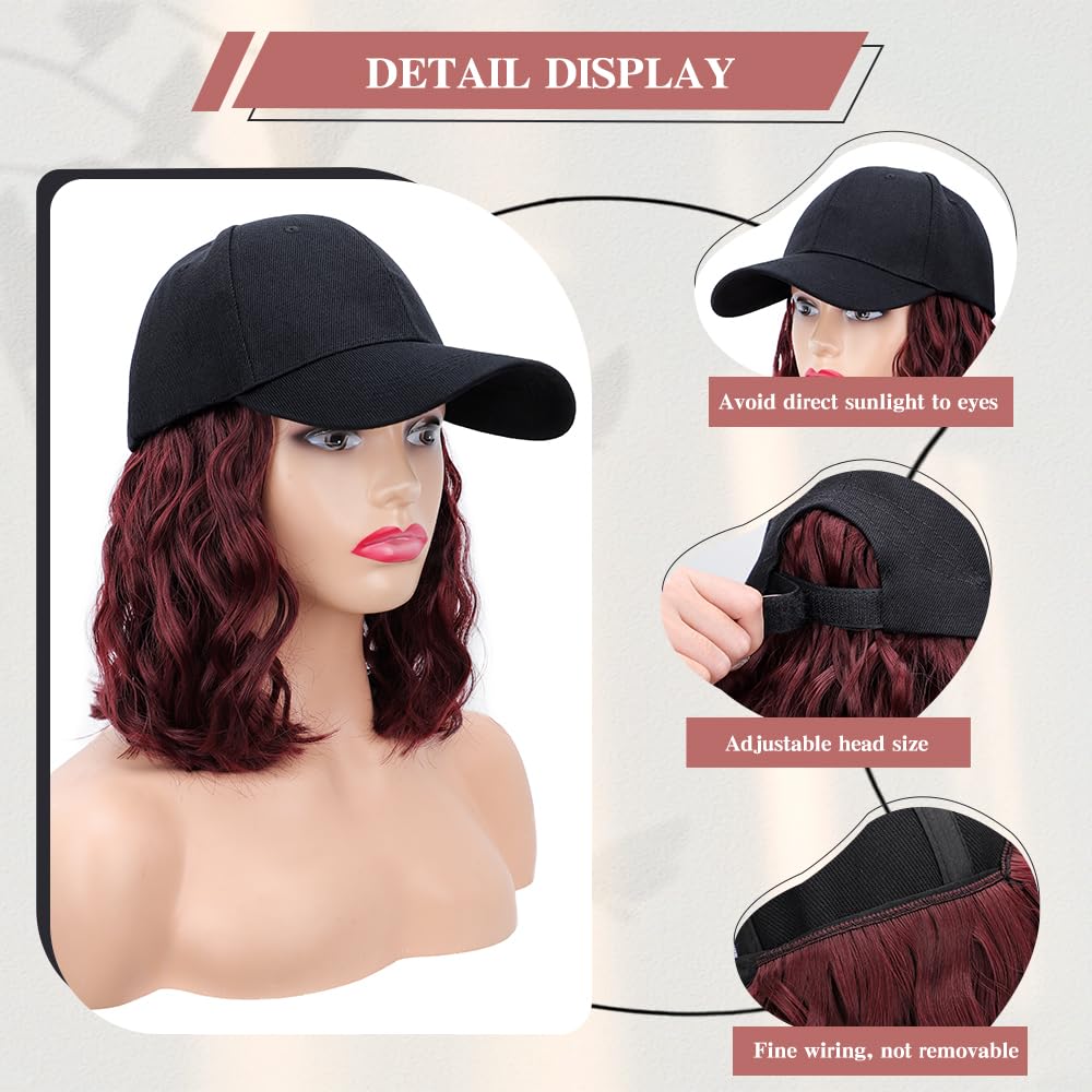 Amazon.com : CHRSHN Hat Wig for Women Short Wave Baseball  display picture 1
