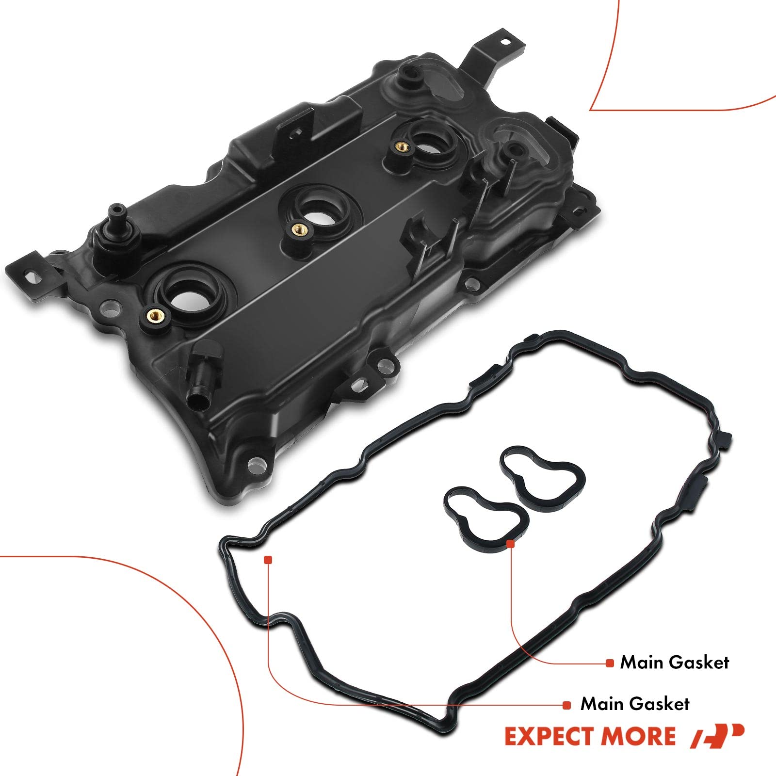 A-Premium Right Side Engine Valve Cover with Gasket Compatible with Infiniti EX35 2008-2012, FX35 2009-2012, G35 2007-2008, M35 2009-2010, Q50 2014-2018, Q70 2014-2018, Nissan 350Z 2007-2009, V6 3.5L