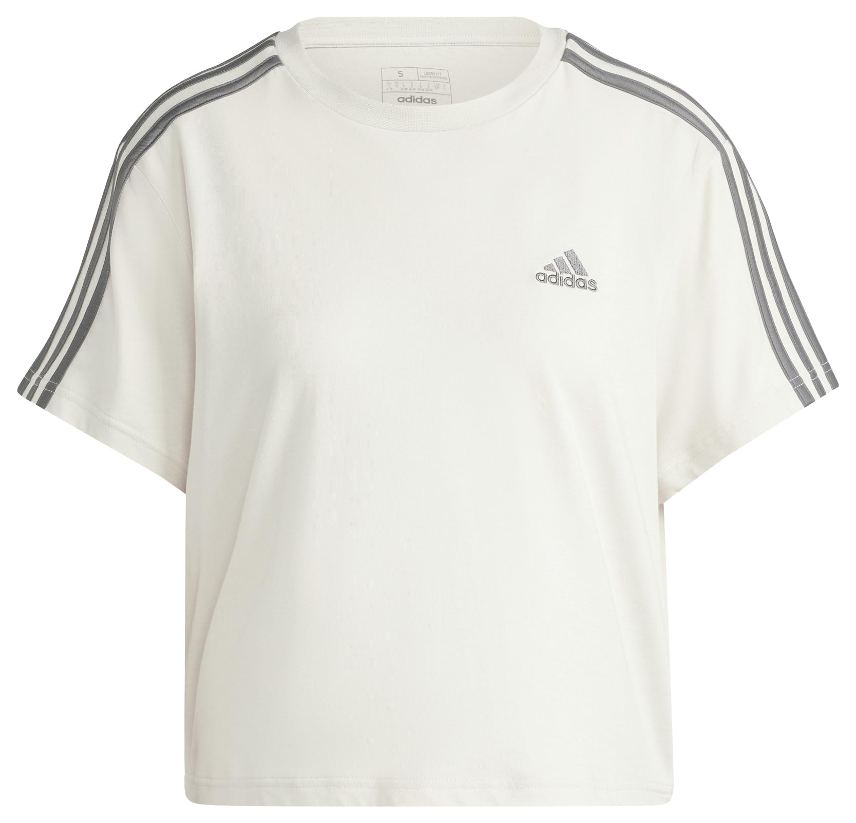 adidas Women's Essentials 3-Stripes Single Jersey Crop Top, Alumina, S