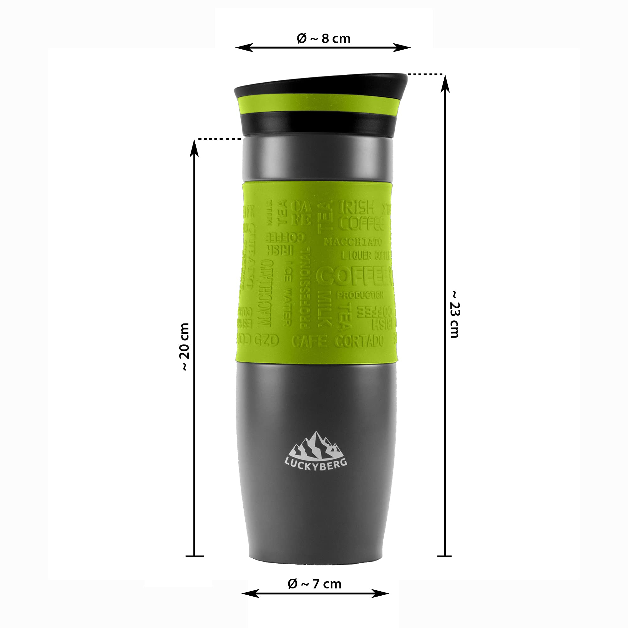 Vakuum-isolierter Reisebecher, Thermoskanne, einhändig offen zum Trinken, doppelwandig und auslaufsicher für heißes und kaltes Getränk. (Hellgrün, 480 ml)